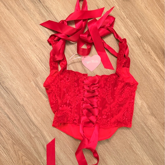 Sugar Thrillz Scarlet Satin Corset - Picture 4 of 5